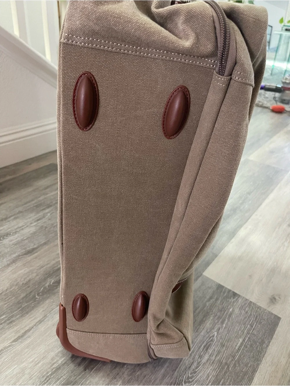 Tommy Bahama Tan and Brown Canvas Leather Travel Tote, Great for travel
